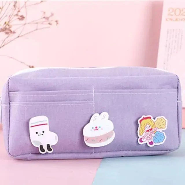 Classic Cartoon Large Capacity Stylish Students Pencil Pouch Cute Creative Design Case For School