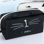 Creative Leather Black Large Capacity  Pencil Pouch For Students Unique Colors Stationery Office Pencil Cases