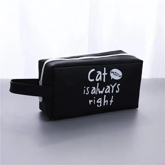 Creative Leather Black Large Capacity  Pencil Pouch For Students Unique Colors Stationery Office Pencil Cases