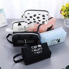 Creative Leather Black Large Capacity  Pencil Pouch For Students Unique Colors Stationery Office Pencil Cases