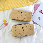 Cute Biscuit Shape Plush Pencil Bag Unique Soft School Classic Cookies Stylish Large Capacity Pouch Pencil Pouch For Teen Boys Girls School Students Pencil Bag Organizer
