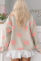 Valentine Bow Sherpa Quarter Zip Sweatshirt