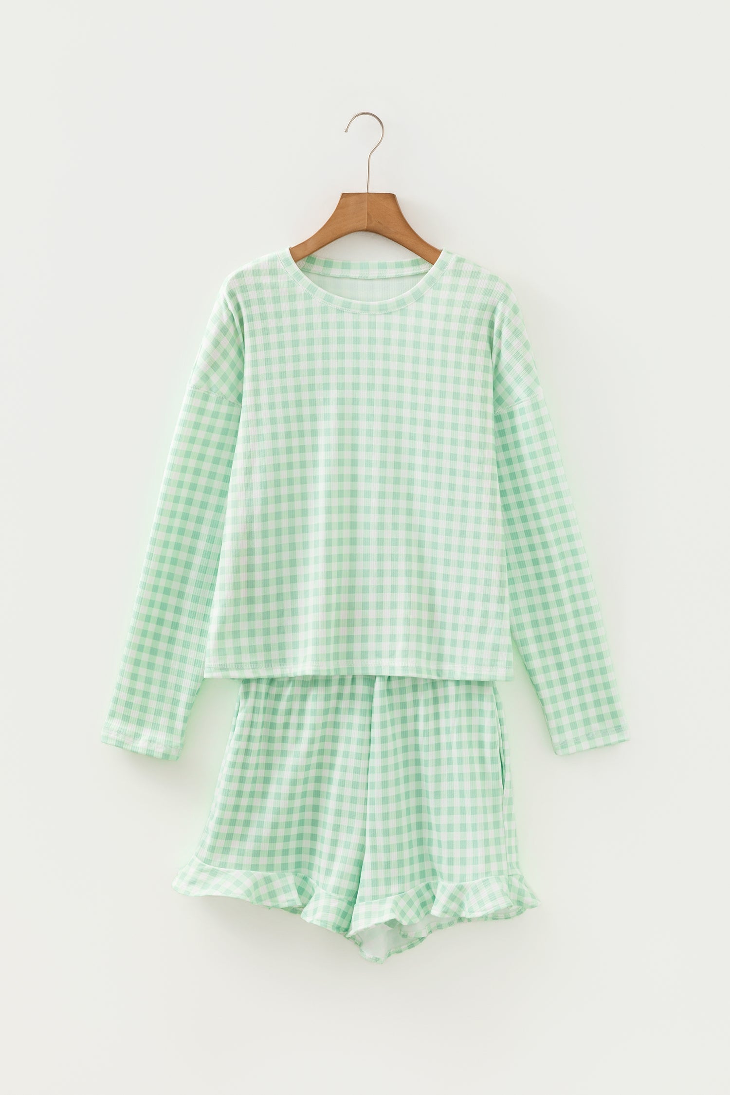 Mint Plaid 2pcs Lounge Set