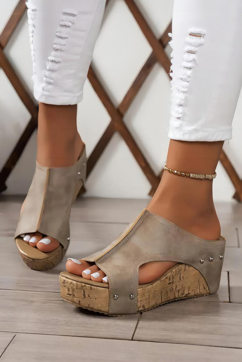 Gianna Pu Leather Wedge Heels