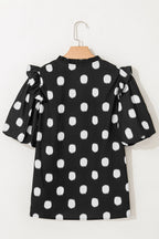 Pola Dot Balloon Sleeve Blouse
