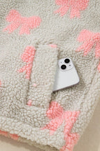Valentine Bow Sherpa Quarter Zip Sweatshirt