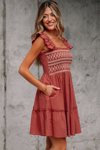 Ruffled Short Sleeve Mini Dress