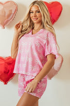 Valentine Bow Waffle Knit T-Shirt and Shorts Set