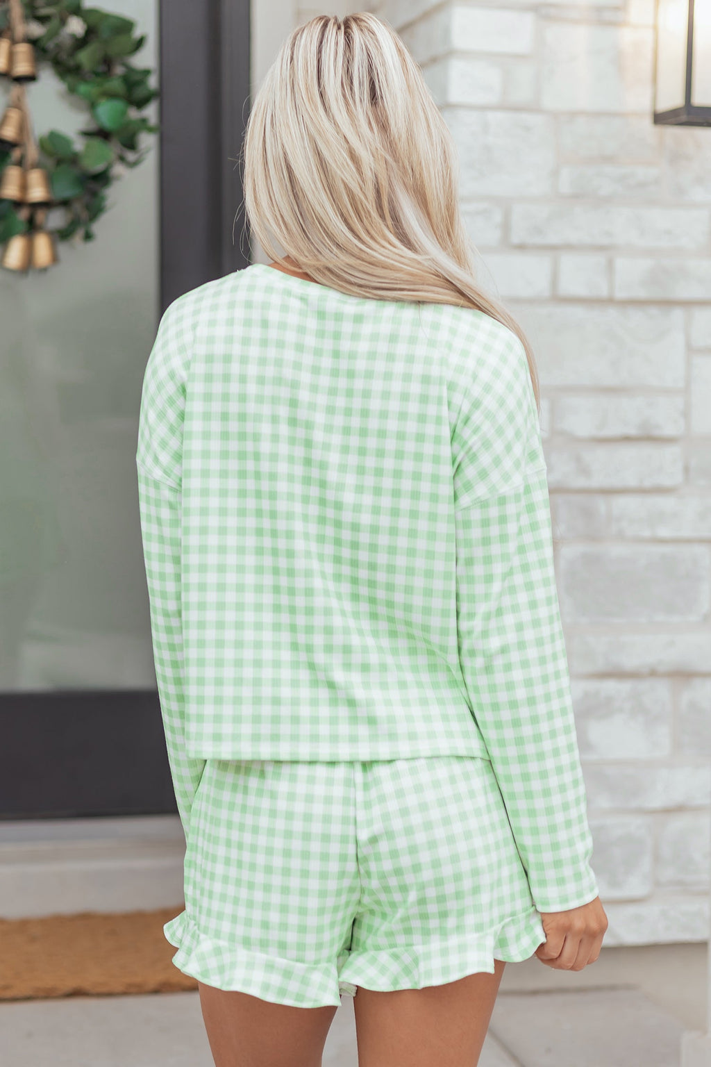 Mint Plaid 2pcs Lounge Set