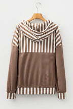 Striped Patchwork Drawstring Hoodie