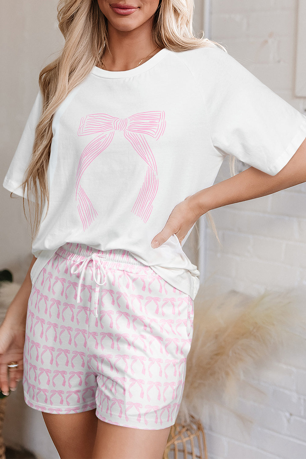 Pink Bow Casual Lounge Set