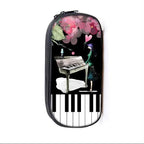 Elegant Music Note Piano Pen Case Holder Stylish Black/White Pencil Bag Guitar Pencil Case Unique Stationery Case For School