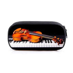Elegant Music Note Piano Pen Case Holder Stylish Black/White Pencil Bag Guitar Pencil Case Unique Stationery Case For School