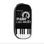 Elegant Music Note Piano Pen Case Holder Stylish Black/White Pencil Bag Guitar Pencil Case Unique Stationery Case For School