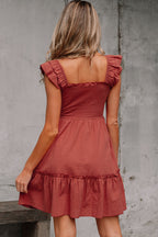 Ruffled Short Sleeve Mini Dress