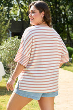 Amari Plus Size Stripe Waffle Knit Top