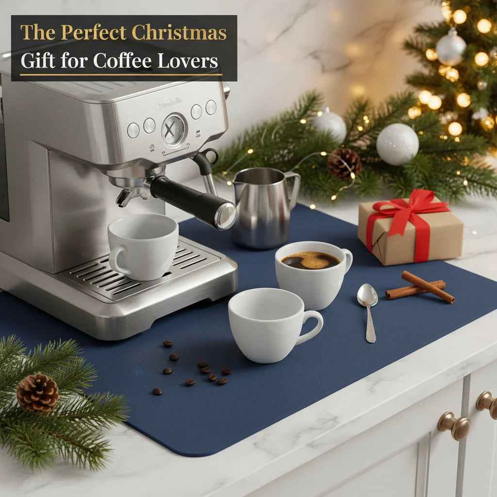 2 Pack of Strabella Dish Drying Mat - Super Absorbent, Quick Dry, Non-Slip in Navy Blue