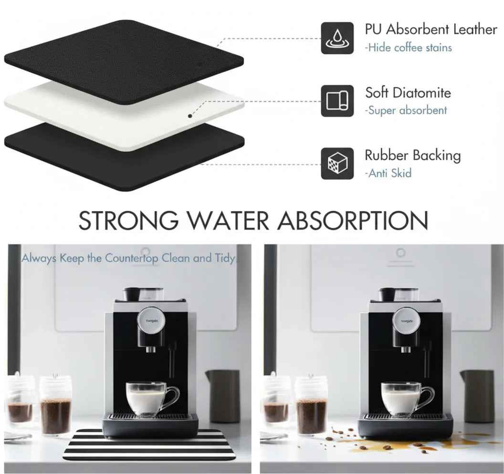 2 Pack Of Strabella Dish Drying Mat - Super Absorbent, Quick Dry, Non-Slip in Black