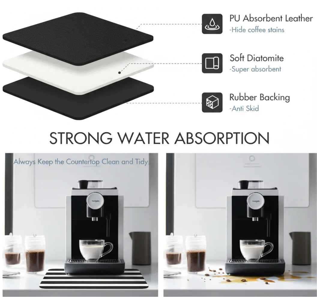 2 Pack Of Strabella Dish Drying Mat - Super Absorbent, Quick Dry, Non-Slip in Black