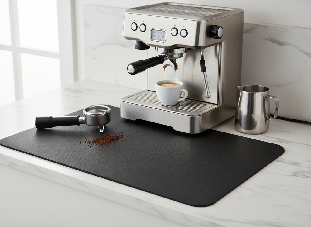 Strabella Coffee Bar Mat - Super Absorbent Coffee Mat, Quick Dry, Non-Slip in Dark Gray