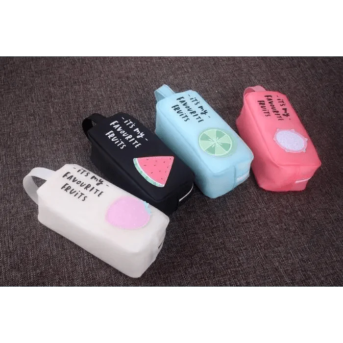 Fruit Pattern Pencil Case Large Capacity Candy Colors Pencil Cases High School College Office Supply Pencil Box