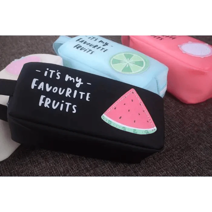 Fruit Pattern Pencil Case Large Capacity Candy Colors Pencil Cases High School College Office Supply Pencil Box
