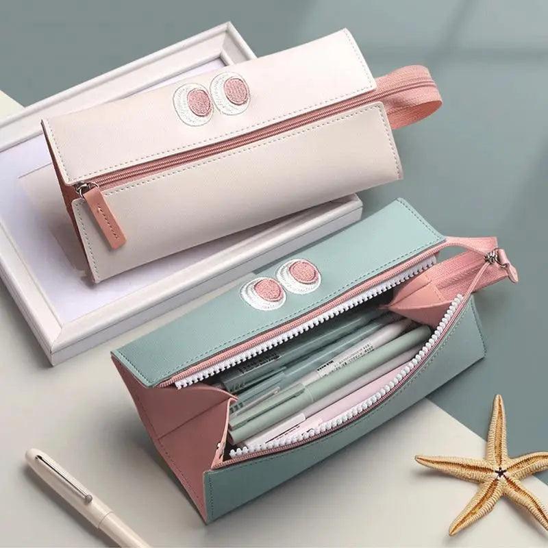 Funny Cartoon Pencil Case Vintage Large Capacity Pencil Bag For Students Retro Washable Zipper Simple School Case Box Pencil Organizer For Kids