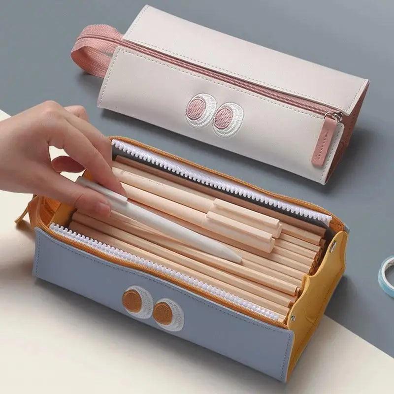 Funny Cartoon Pencil Case Vintage Large Capacity Pencil Bag For Students Retro Washable Zipper Simple School Case Box Pencil Organizer For Kids