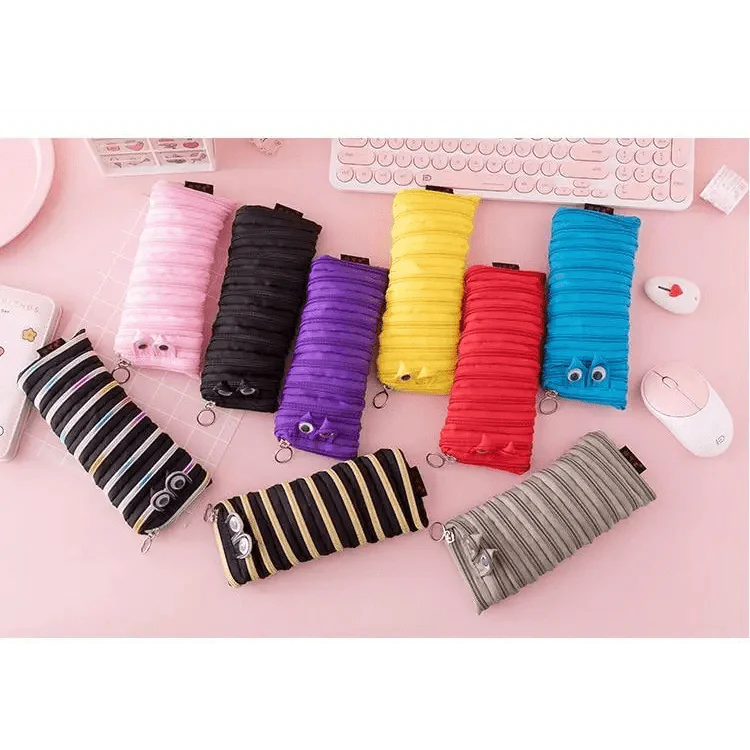 Funny Zipper Pencil Case Classic Colorful Stationery Storage Pouch For Students Vintage Office Pencil Case