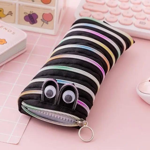 Funny Zipper Pencil Case Classic Colorful Stationery Storage Pouch For Students Vintage Office Pencil Case