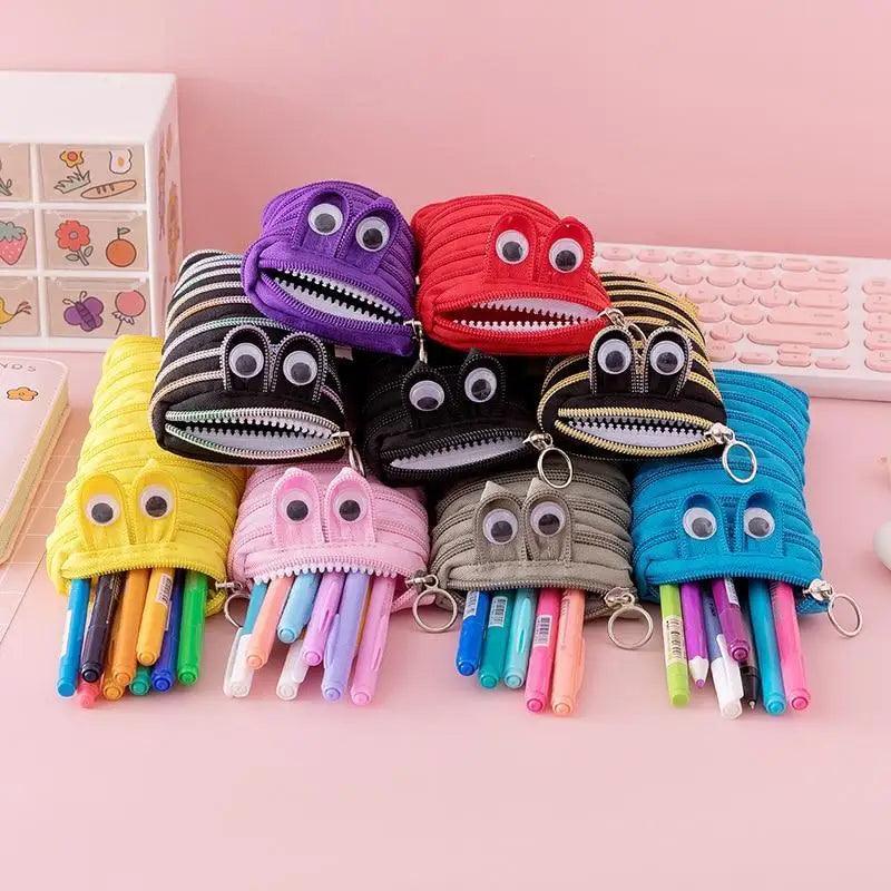Funny Zipper Pencil Case Classic Colorful Stationery Storage Pouch For Students Vintage Office Pencil Case