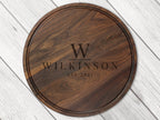 18" Walnut Personalized Round Board with Juice Groove, 18” Round Personalized Charcuterie Board, Wedding Gift, Gift For the Couple, USA Made