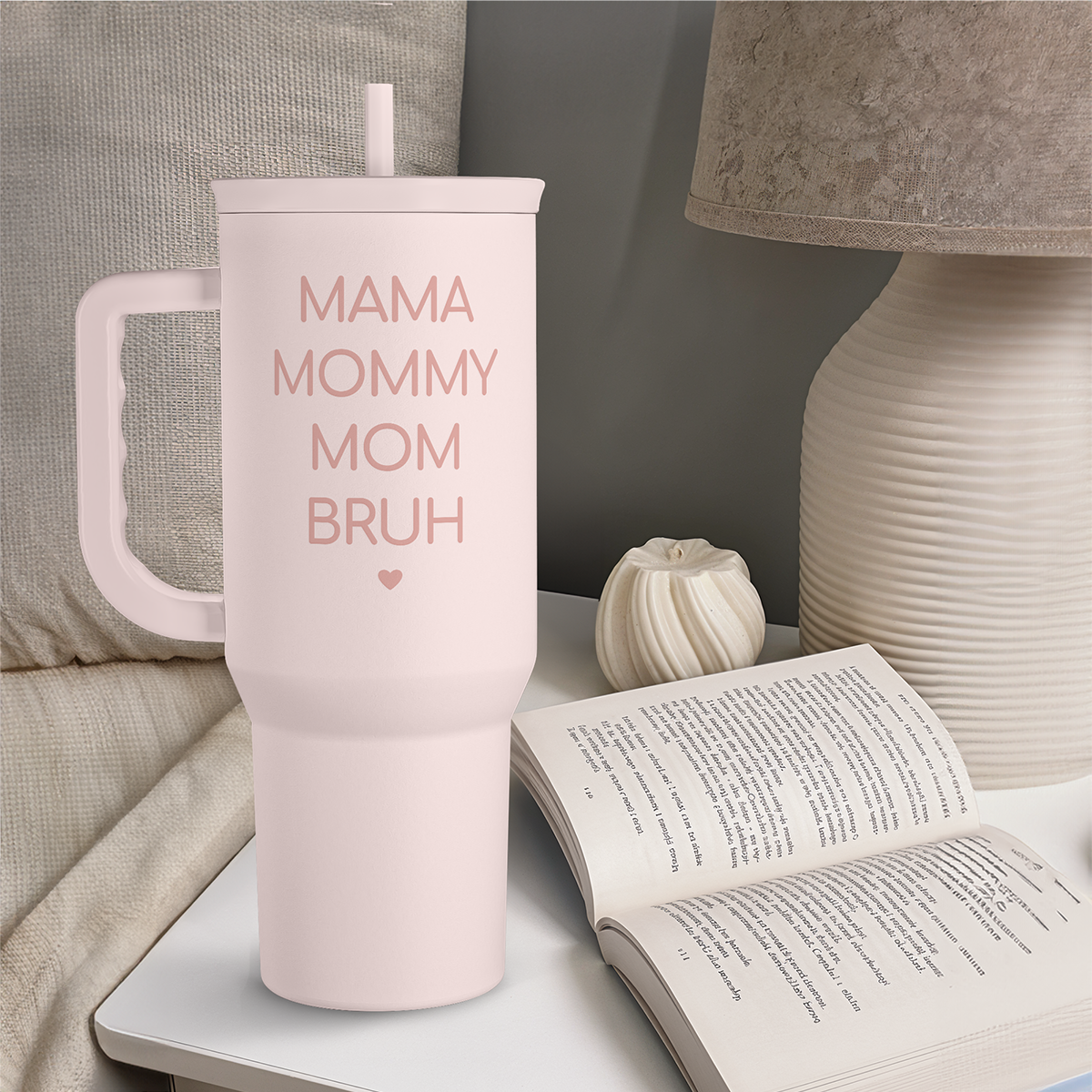 Gift for Mom - Mama Mommy Mom Bruh Stainless Steel Tumbler with Handle, Travel Coffee Mug for Moms - Gifts for Birthday Christmas Mothers Day, 40oz