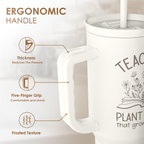 Teacher Appreciation Gift - 40oz Stainless Steel Insulated Tumbler with Handle and Straw - Teacher Nutrition Facts Travel Coffee Mug Cup for Women Back to School Birthday Christmas