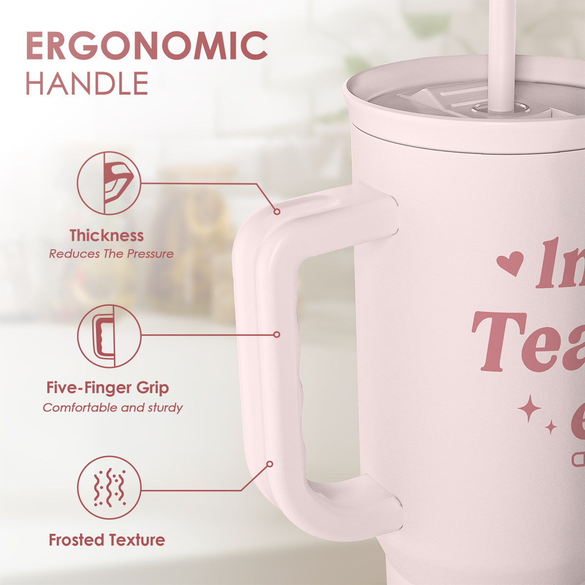 Teacher Gift - Stainless Steel Insulated Tumbler with Handle - Cool Teacher Club Travel Coffee Mug Cup for Women Back to School Birthday Christmas Teacher's Appreciation, 40oz