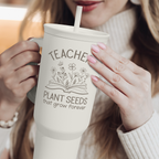 Teacher Appreciation Gift - 40oz Stainless Steel Insulated Tumbler with Handle and Straw - Teacher Nutrition Facts Travel Coffee Mug Cup for Women Back to School Birthday Christmas
