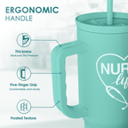 Nurse Gift Tumbler 40oz with Handle and Straw - Nurse Nutrition Facts Insulated Stainless Steel Travel Coffee Mug for Nurses Nursing Friends - Gifts for Nurse Week, Appreciation, Birthday, Christmas