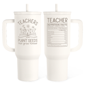 Teacher Appreciation Gift - 40oz Stainless Steel Insulated Tumbler with Handle and Straw - Teacher Nutrition Facts Travel Coffee Mug Cup for Women Back to School Birthday Christmas