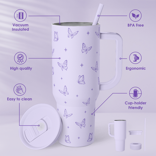 40oz Butterfly Tumbler with Handle