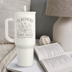 Teacher Appreciation Gift - 40oz Stainless Steel Insulated Tumbler with Handle and Straw - Teacher Nutrition Facts Travel Coffee Mug Cup for Women Back to School Birthday Christmas