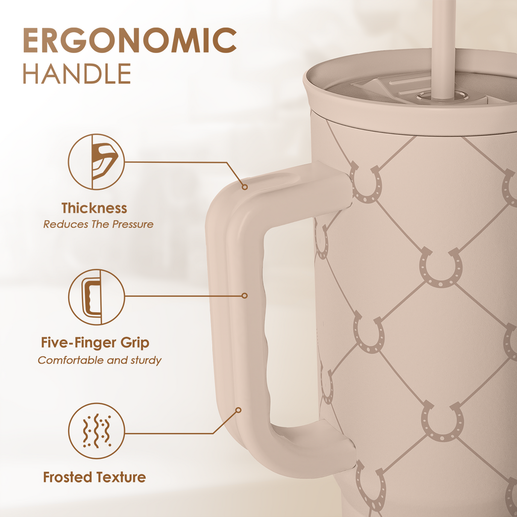 Horse Tumbler with Handle, Insulated Cup Stainless Steel Travel Mug Cup, Gifts for Women Girl, Equestrian Gift for Birthday Christmas, 40oz