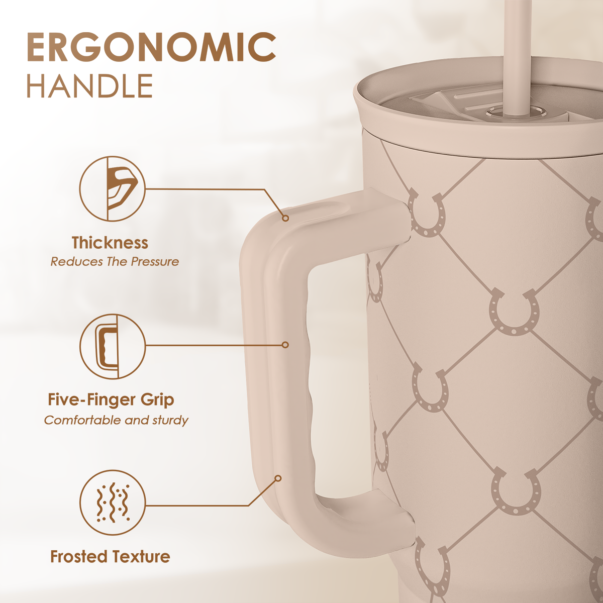 Horse Tumbler with Handle, Insulated Cup Stainless Steel Travel Mug Cup, Gifts for Women Girl, Equestrian Gift for Birthday Christmas, 40oz