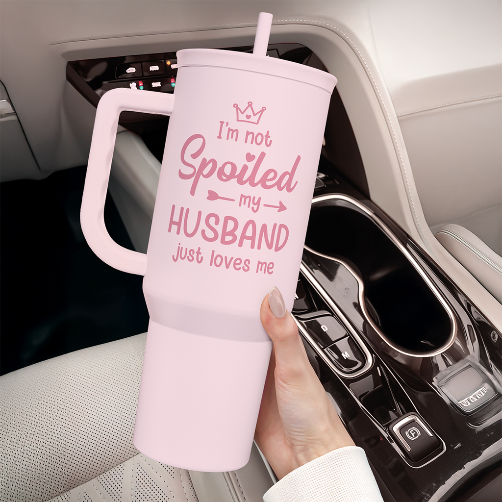 Gift for Wife from Husband, Funny Insulated Stainless Steel Tumbler 40oz with Handle and Straw - Travel Coffee Mug Gift for Wifey on Wedding Anniversary Christmas Birthday Valentine