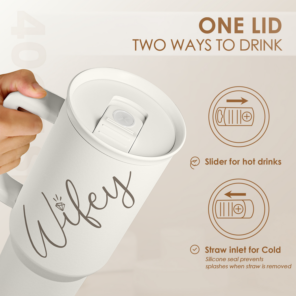 Gift for Wife from Husband-40oz Insulated Stainless Steel Tumbler with Handle and Straw, Gifts for Anniversary, Birthday, Christmas, Valentine, Coffee Travel Mug