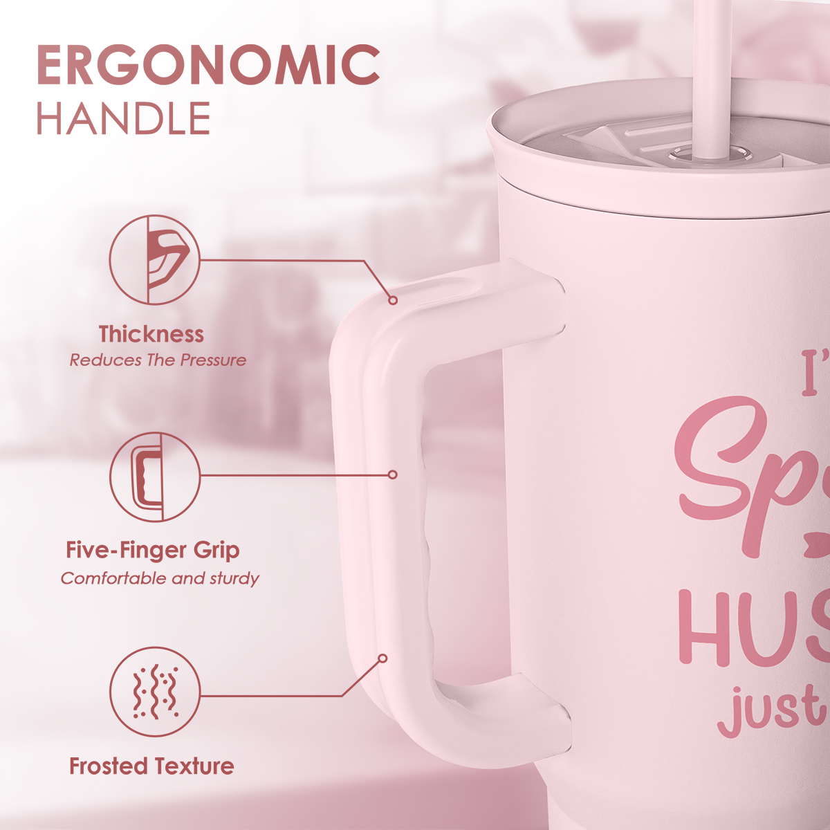 Gift for Wife from Husband, Funny Insulated Stainless Steel Tumbler 40oz with Handle and Straw - Travel Coffee Mug Gift for Wifey on Wedding Anniversary Christmas Birthday Valentine