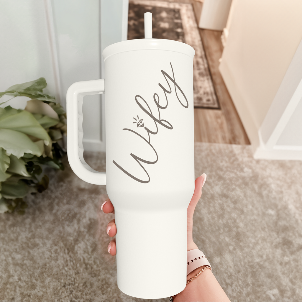 Gift for Wife from Husband-40oz Insulated Stainless Steel Tumbler with Handle and Straw, Gifts for Anniversary, Birthday, Christmas, Valentine, Coffee Travel Mug