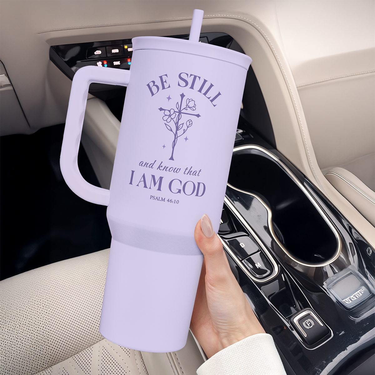 Christian Gift for Women - Insulated Stainless Steel Tumbler with Handle and Straw - Religious Inspirational Gifts for Birthday Christmas, 40oz