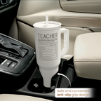 Teacher Appreciation Gift - 40oz Stainless Steel Insulated Tumbler with Handle and Straw - Teacher Nutrition Facts Travel Coffee Mug Cup for Women Back to School Birthday Christmas