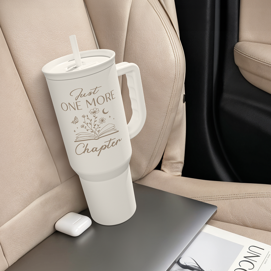 Book Lover Gifts for Women, Just One More Chapter Tumbler with Handle, Stainless Steel Insulated Coffee Travel Mug Cup, Gifts for Women Girls Bookworm on Christmas Birthday, 40oz