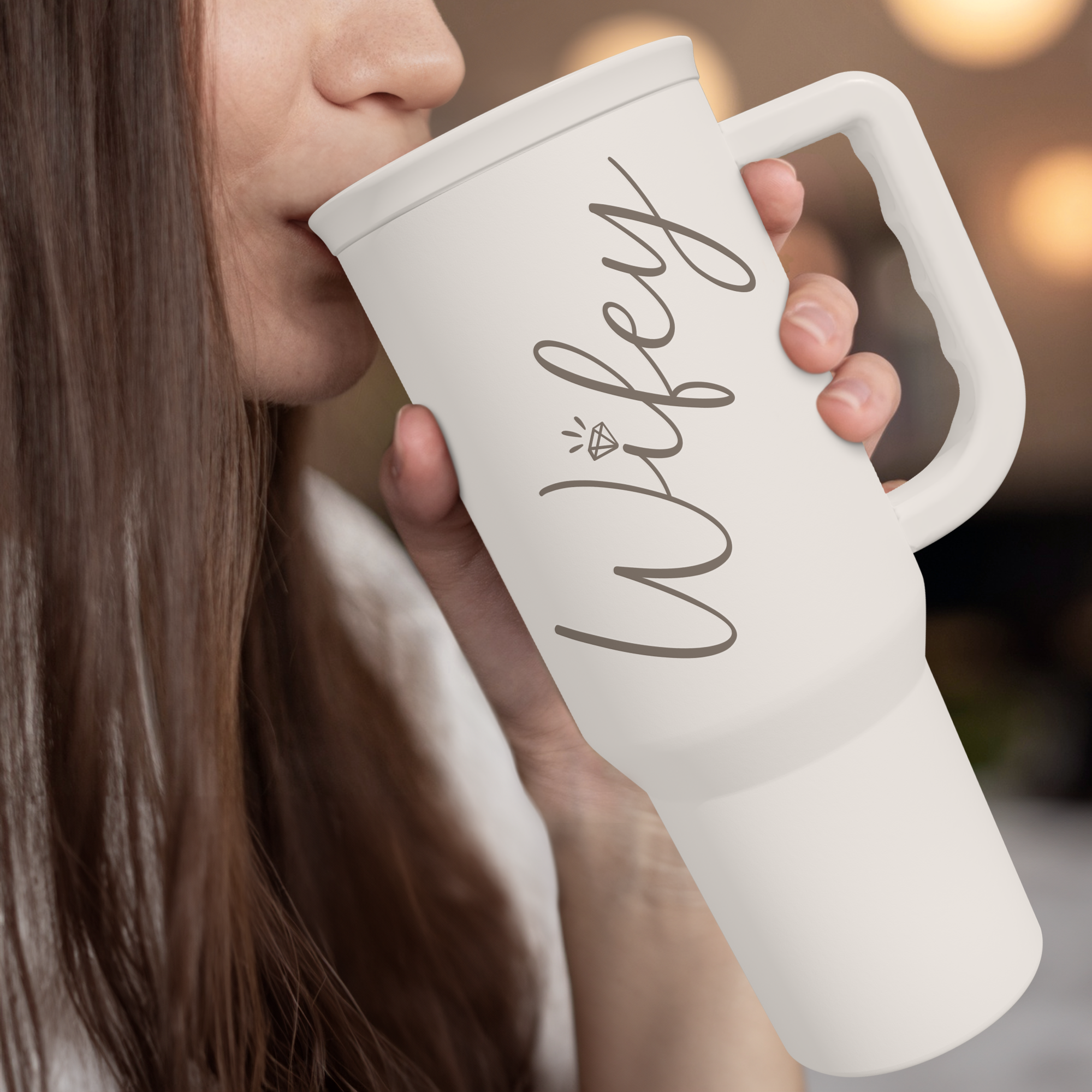 Gift for Wife from Husband-40oz Insulated Stainless Steel Tumbler with Handle and Straw, Gifts for Anniversary, Birthday, Christmas, Valentine, Coffee Travel Mug